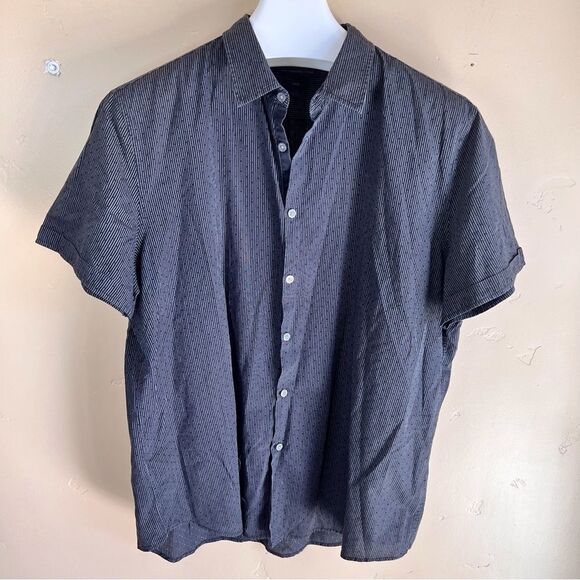 John Varvatos Mens Button Up Short Sleeve Top Size XXL Gray Business Casual - Picture 1 of 4